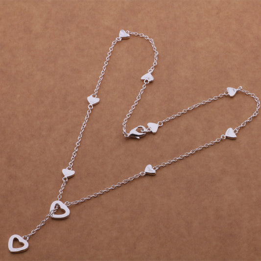 Silver Korean Fashion Heart Necklace