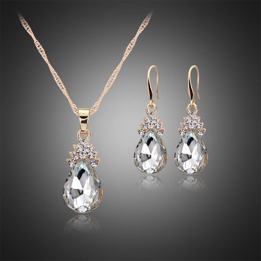 Women's Diamond Crystal Set Necklace & Earrings